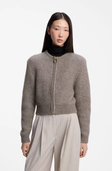 Gilet en maille style bomber à structure côtelée