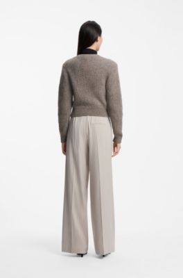 Zip-through wool-blend bomber cardigan, Green