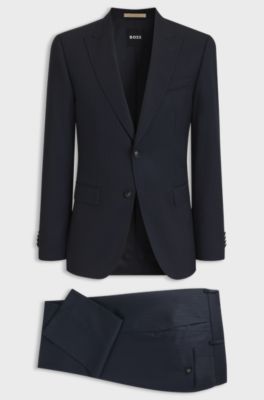 Slim-fit suit in striped Italian virgin wool, Blue stripes
