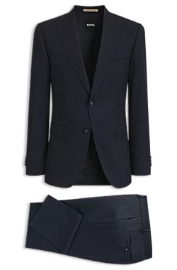 Abito slim fit in lana vergine italiana a righe