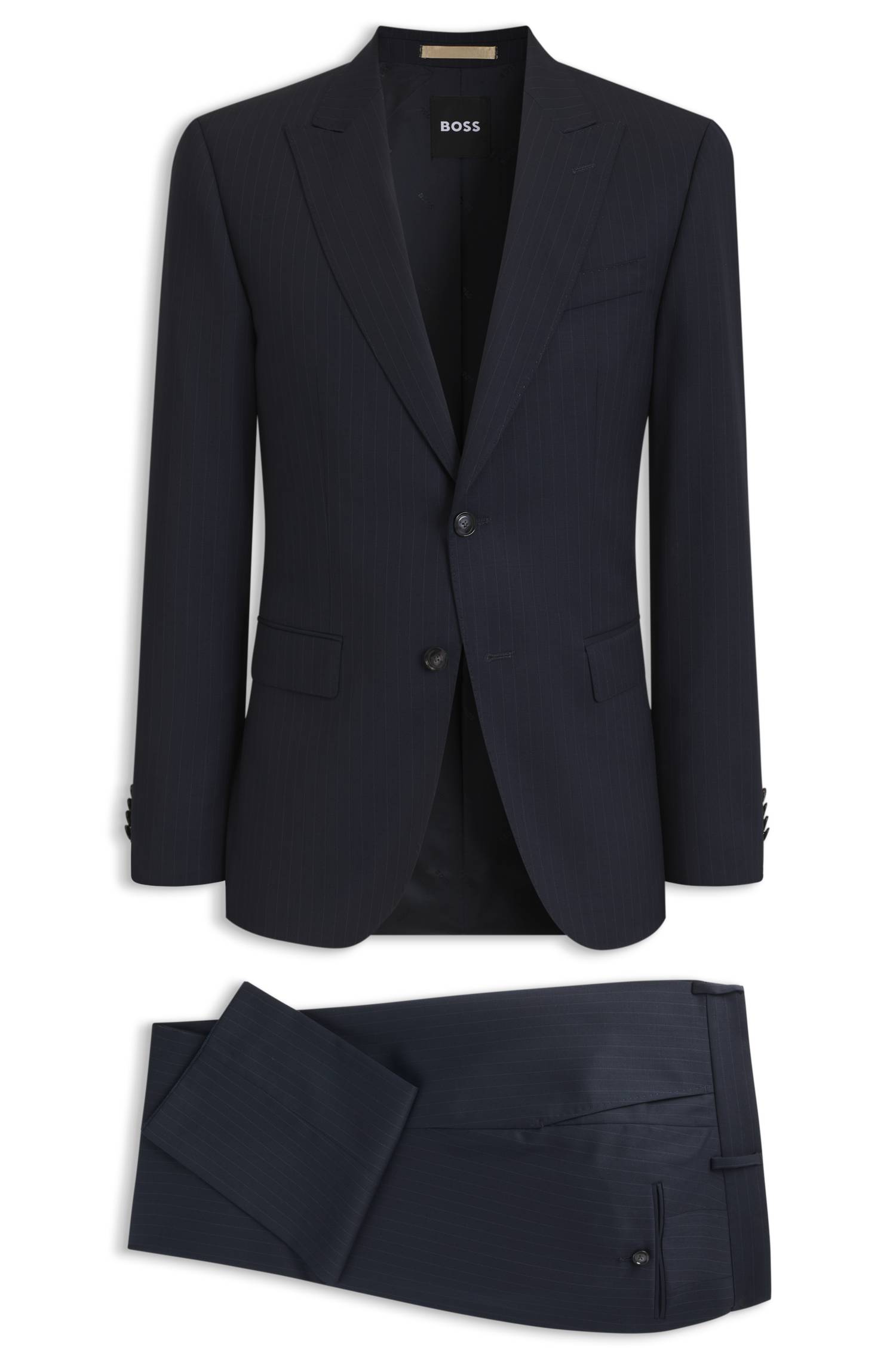 Boss Slim-fit suit in striped Italian virgin wool kostymer herr – bild 4