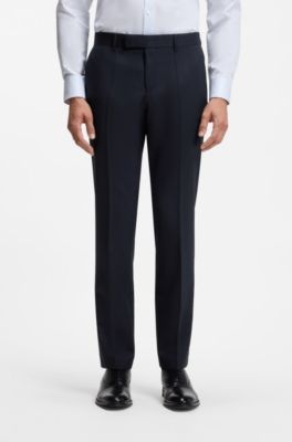 Slim-fit suit in striped Italian virgin wool, Blue stripes