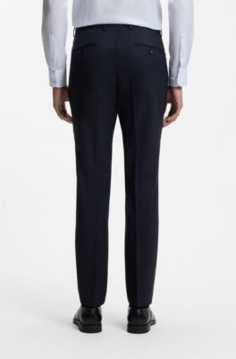 Slim-fit suit in striped Italian virgin wool, Blue stripes