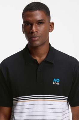BOSS x AO striped polo shirt, White / Black