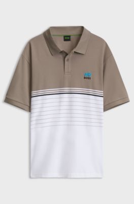 BOSS x AO striped polo shirt, Light Brown