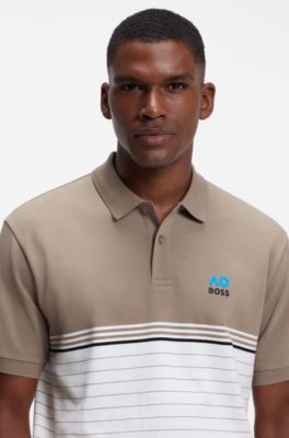 BOSS x AO striped polo shirt, Light Brown