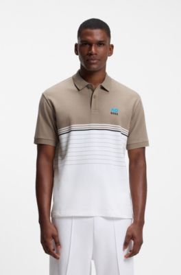 BOSS x AO striped polo shirt, Light Brown