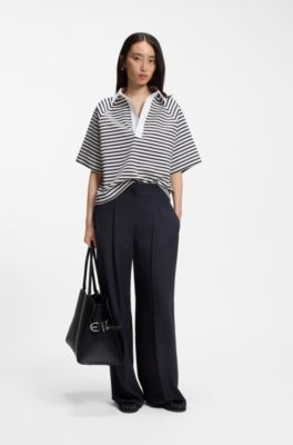 Regular-fit trousers with an extra-long leg, Dark Blue