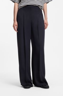 Regular-fit trousers with an extra-long leg, Dark Blue