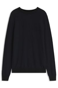 Crew-neck sweater in jacquard-woven cotton, Black
