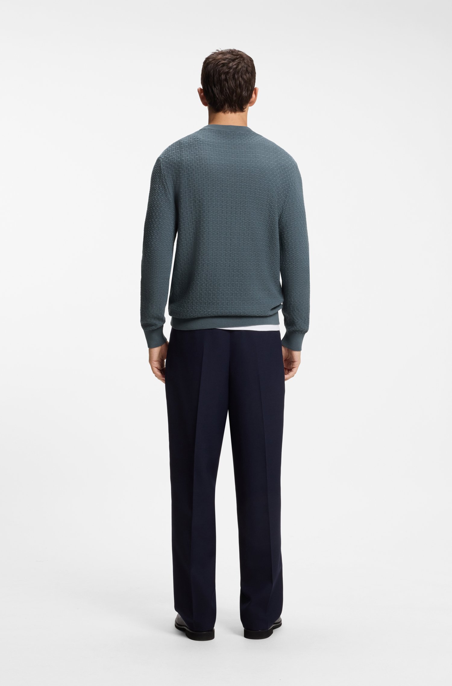 Hugo Crew-neck sweater in jacquard-woven cotton stickade tröjor herr – bild 3