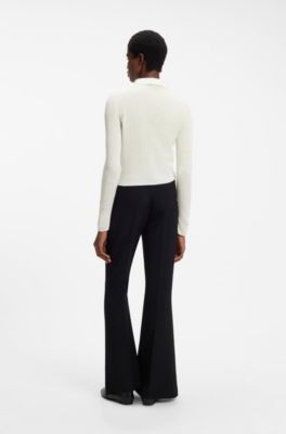 Slim-fit polo cardigan, Natural