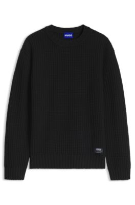 Waffle-knit sweater, Black
