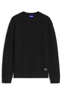 Waffle-knit sweater, Black