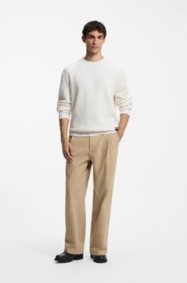 Waffle-knit sweater, White
