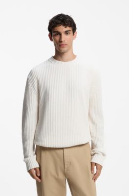 Waffle-knit sweater, White