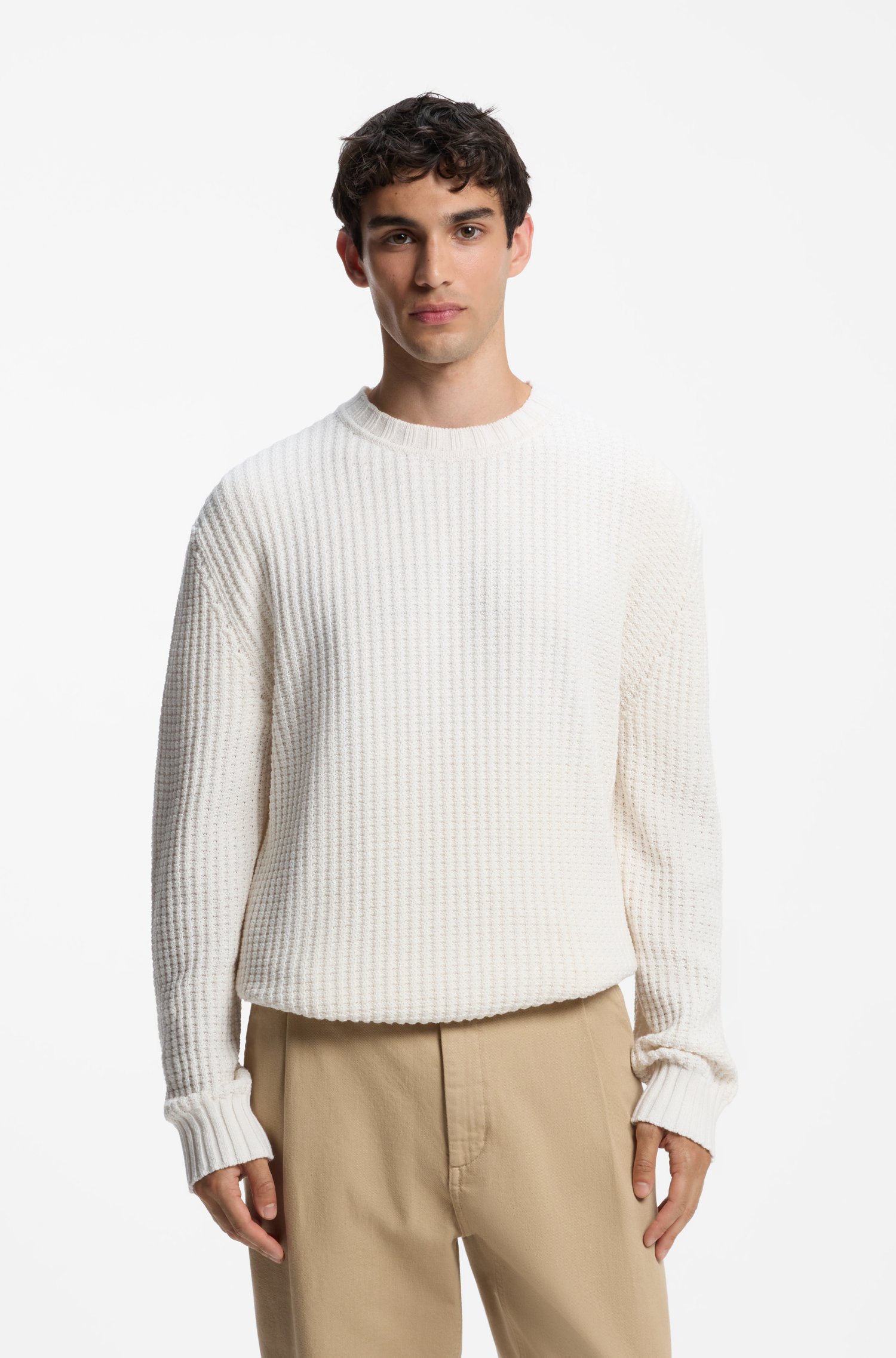 Hugo Waffle-knit sweater stickade tröjor herr