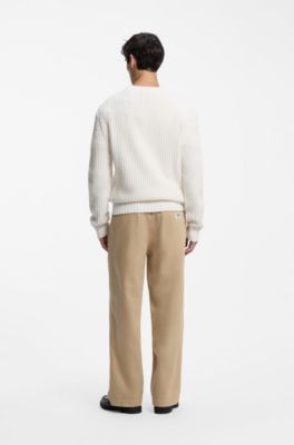 Waffle-knit sweater, White