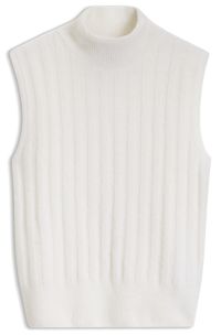 High-neck sleeveless sweater in wool-alpaca blend, Natural
