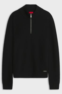 Zip-neck sweater, Black