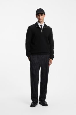 Zip-neck sweater, Black