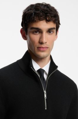 Zip-neck sweater, Black