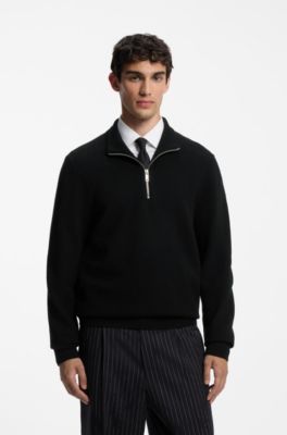 Zip-neck sweater, Black