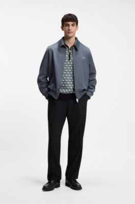 Patterned-knit polo sweater, Patterned