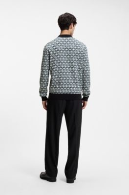 Patterned-knit polo sweater, Patterned