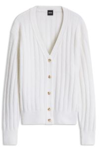 Rib-knit cardigan, White