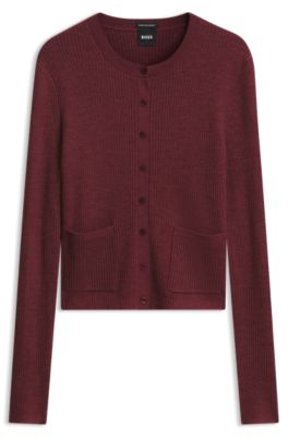 Merino wool cardigan, Dark Red