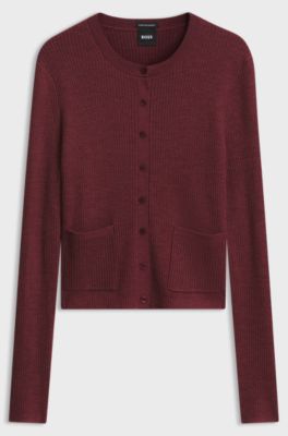 Merino wool cardigan, Dark Red