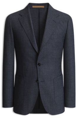 Slim-fit virgin-wool blazer, Dark Blue