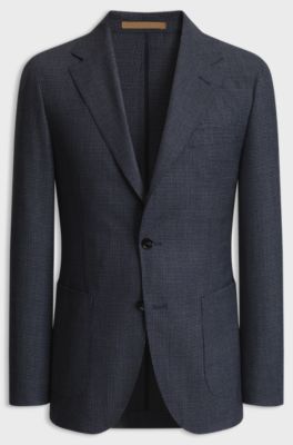 Slim-fit virgin-wool blazer, Dark Blue