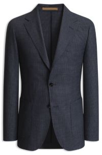 Slim-fit virgin-wool blazer, Dark Blue