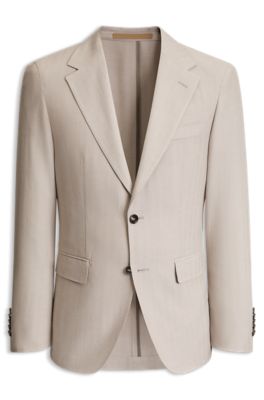 Regular-fit herringbone suit jacket, Beige