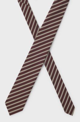 Diagonal-stripe tie, Brown