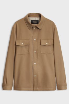 Virgin-wool overshirt, Beige