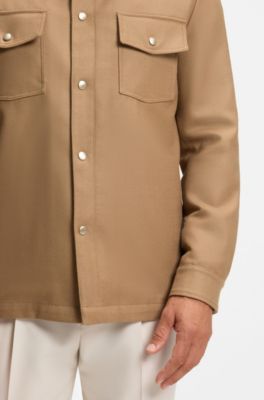 Virgin-wool overshirt, Beige