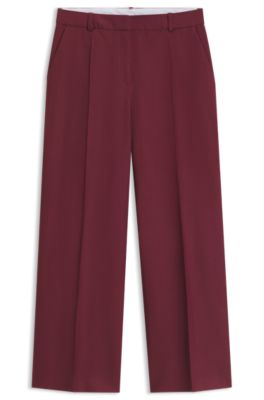 Regular-fit formal trousers with cropped length, Dark Red