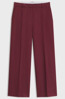 Regular-fit formal trousers with cropped length, Dark Red