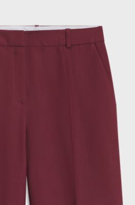 Regular-fit formal trousers with cropped length, Dark Red
