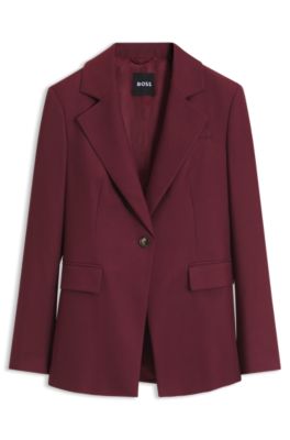 Slim-fit blazer in stretch gabardine, Dark Red