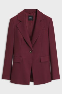 Slim-fit blazer in stretch gabardine, Dark Red
