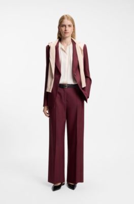 Slim-fit blazer in stretch gabardine, Dark Red