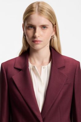 Slim-fit blazer in stretch gabardine, Dark Red