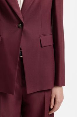 Slim-fit blazer in stretch gabardine, Dark Red