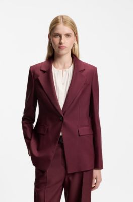 Slim-fit blazer in stretch gabardine, Dark Red