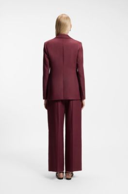 Slim-fit blazer in stretch gabardine, Dark Red
