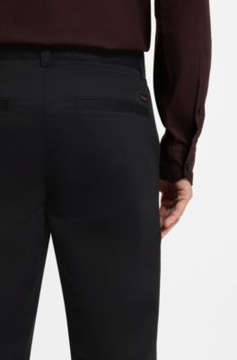 Stretch-cotton chinos, Black
